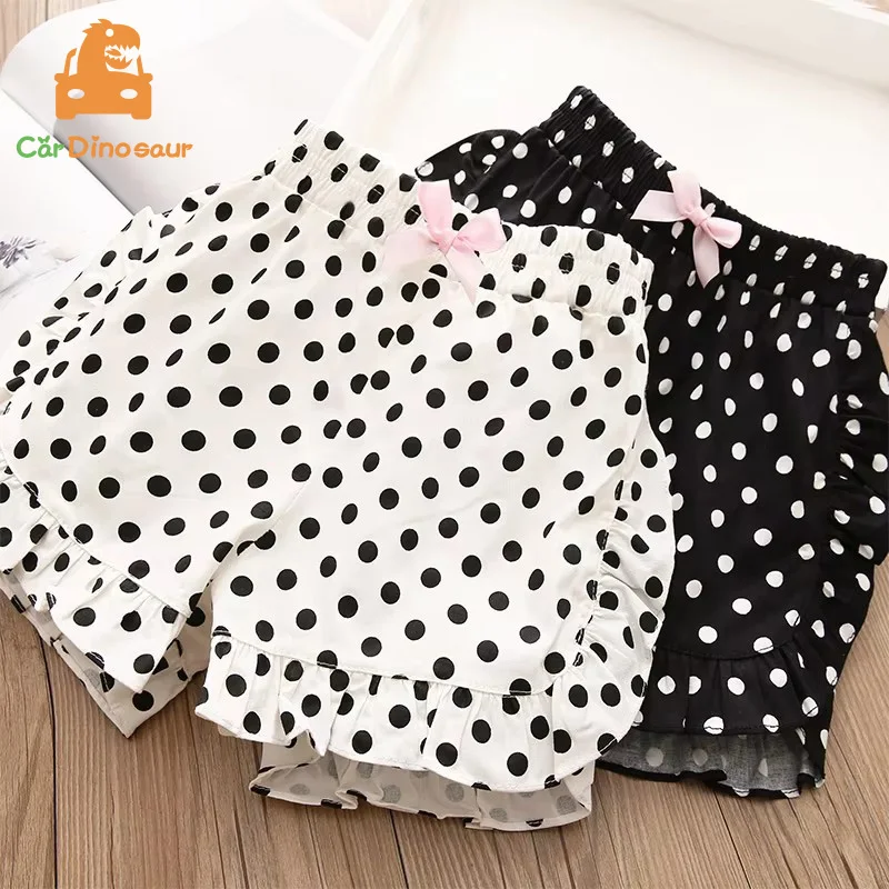 

2025 летняя новая детская одежда 4, 5, 6, 7, 8, 9, 10 лет, милые шорты принцессы с принтом в горошек и бантом для маленьких девочек