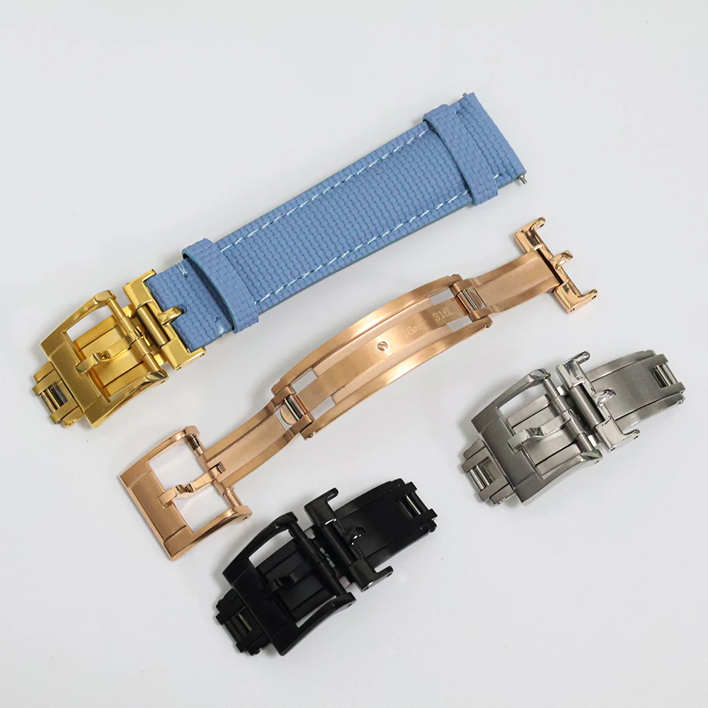 16 مللي متر 18 مللي متر 20 مللي متر ل Delug آمنة ساعة فاخرة مشبك للأشرطة الجلدية الطائرات الصف الفولاذ المقاوم للصدأ الذهب الأسود الألوان #5