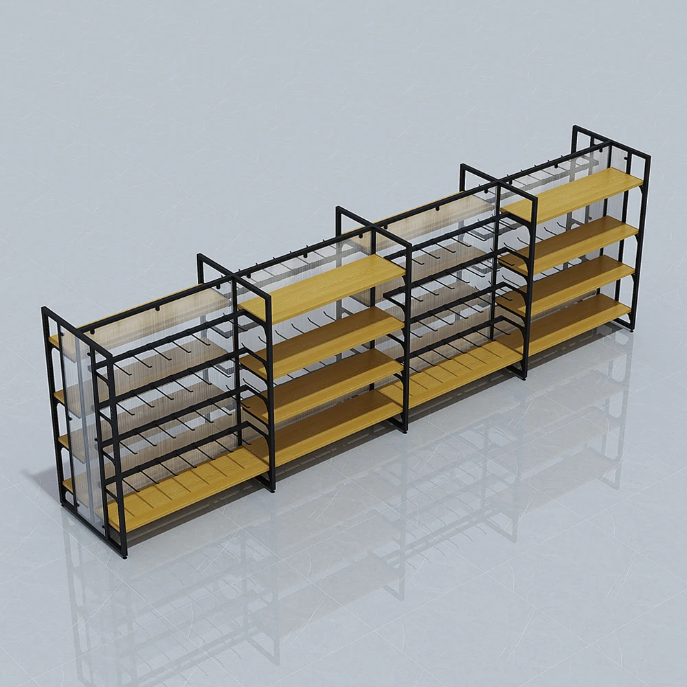 Picture 3: Custom.MINISO Style Retail Shelves Eco-Friendly Wooden&Metallic Display Multi-Purpose Gondola Display Racks for Grocery Store
