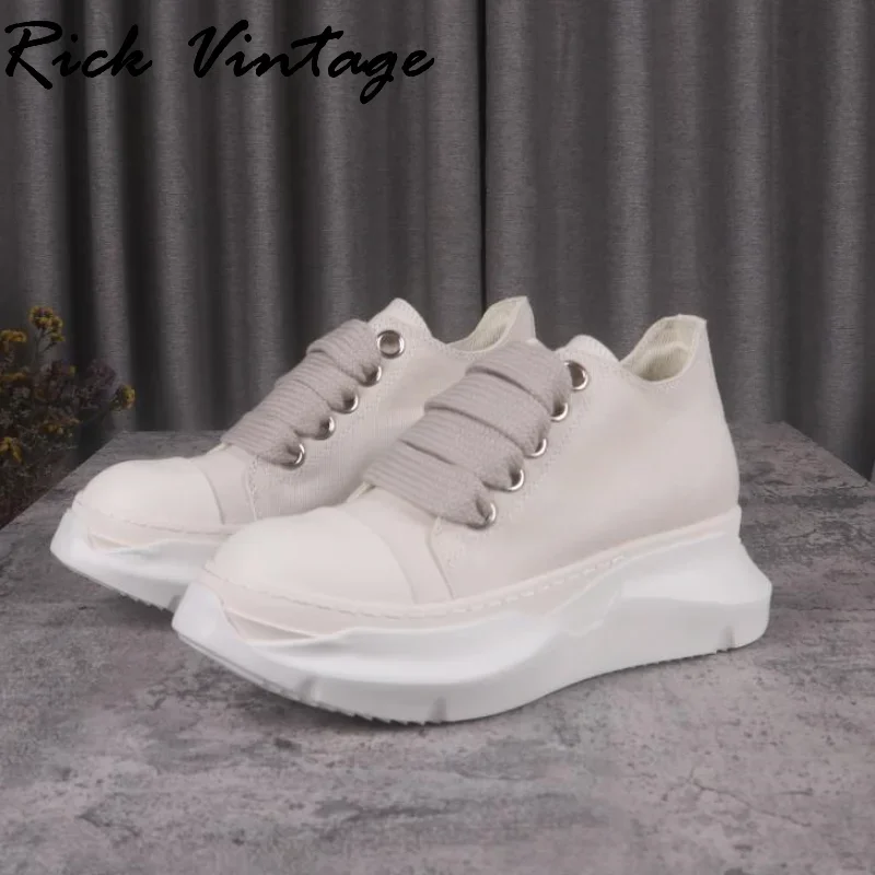 

Rick Vintage Canvas Shoes Thick Sole Men's Sneakers Jumbo Shoeslace Male Sneakers Women's Sports Shoes Solid Women Sneakers