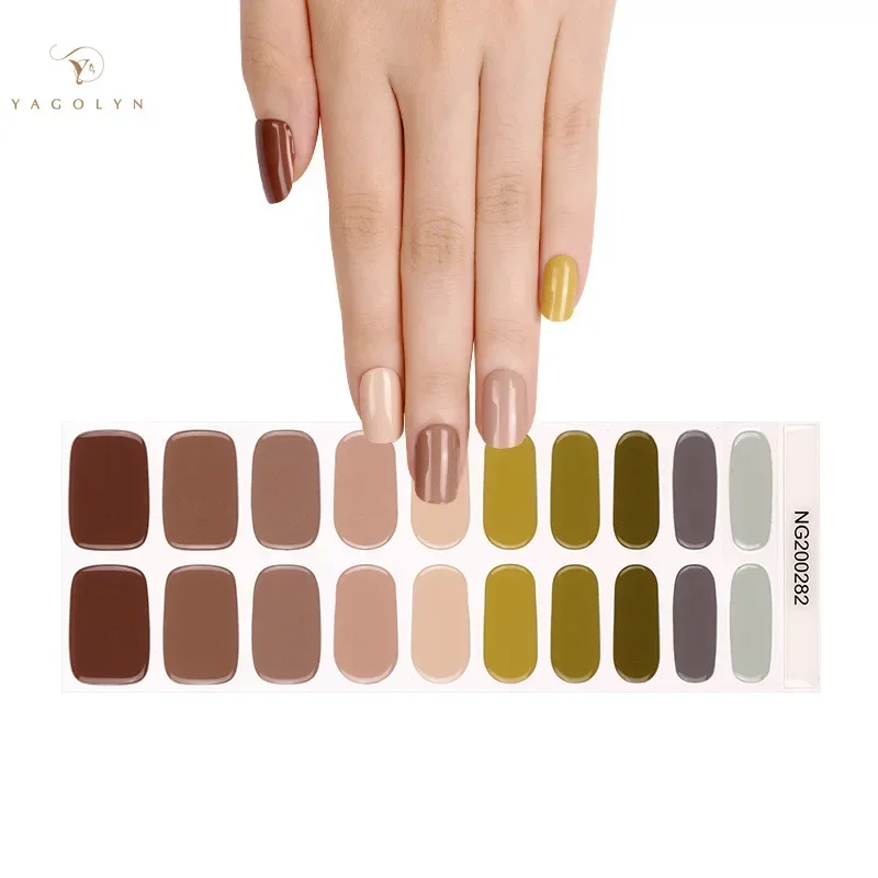 20Tips NG series Semi-Cured Gel Nail Patch Strip Adhesive Slider Long Last Full Cover Nail Wraps UV Gel Polish Manicure Sticker