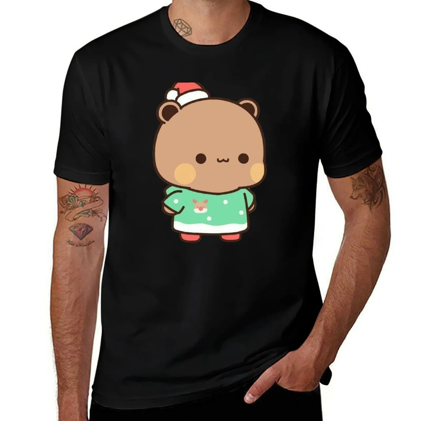 

Bubu Brown Panda Xmas Costume T-Shirt Daily Casual Short Sleeve Tee Shirt
