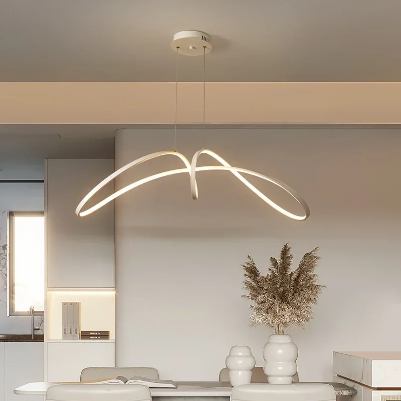 Nordic Butterfly Ribbon Shaped Aluminum Dining Table Chandelier Kitchen Living Room Study Suspension LED Indoor Lighting Fixture