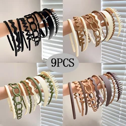 9PCS Hair Bands Set for Women Men Simple Headband Non-slip Hair Bang Bezel Holder Hair Hoop Hairband Hair Accessories Headwear