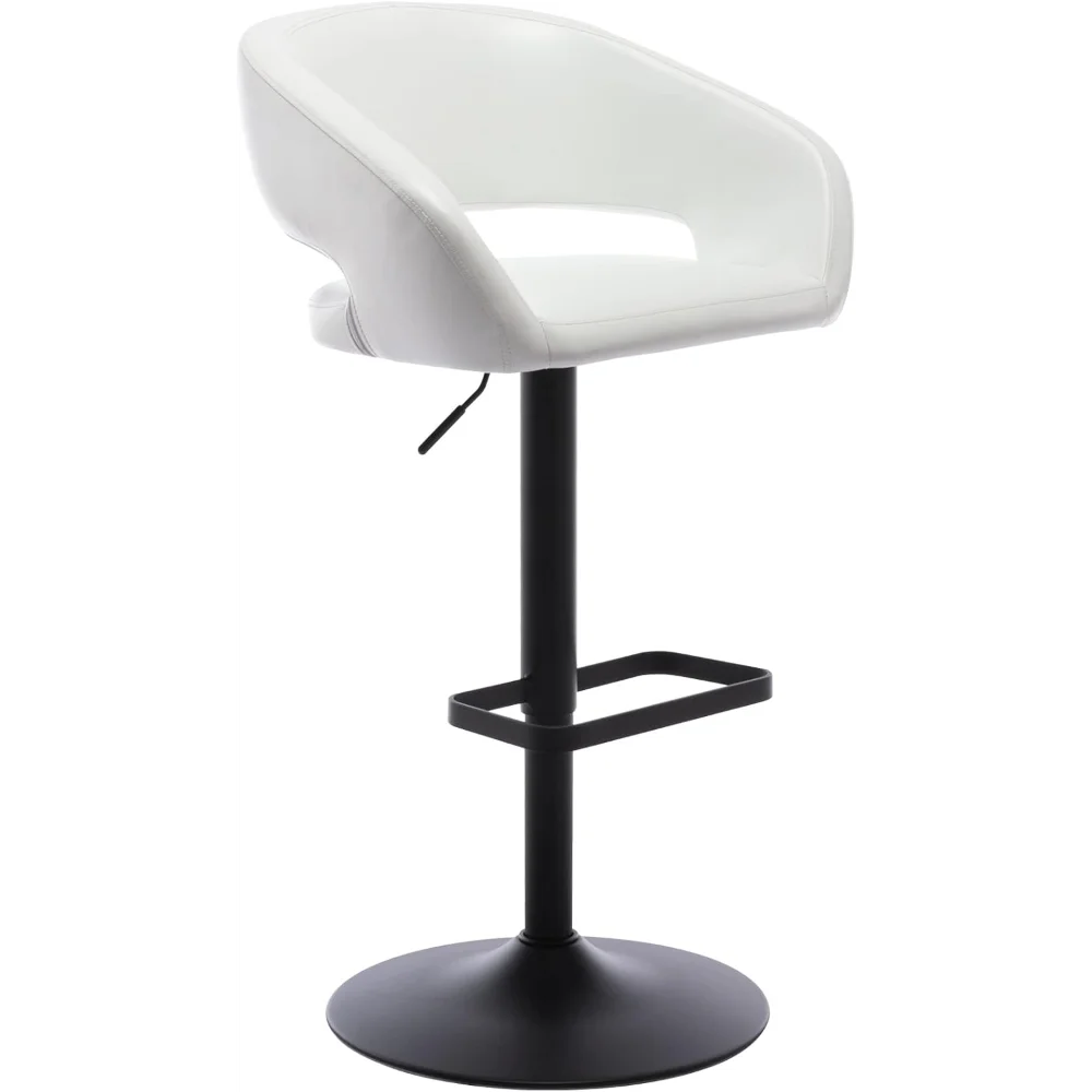 

Bar Stool with Hollow Back and Arms, Modern PU Leather Swivel Barstool, Airlift Counter Height