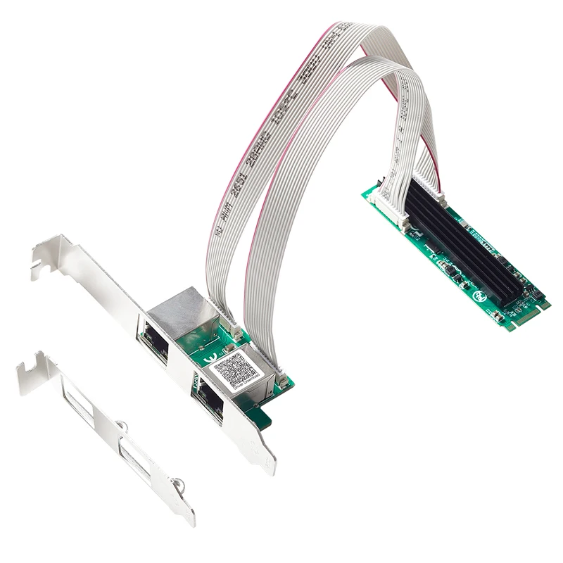 

Сетевая карта M.2 на 2 порта RJ45 2,5G Gigabit Ethernet адаптер NIC 2500 Мбит/с B/M ключ M2 Размер 22*80 мм RealTek RTL8125B для настольного компьютера