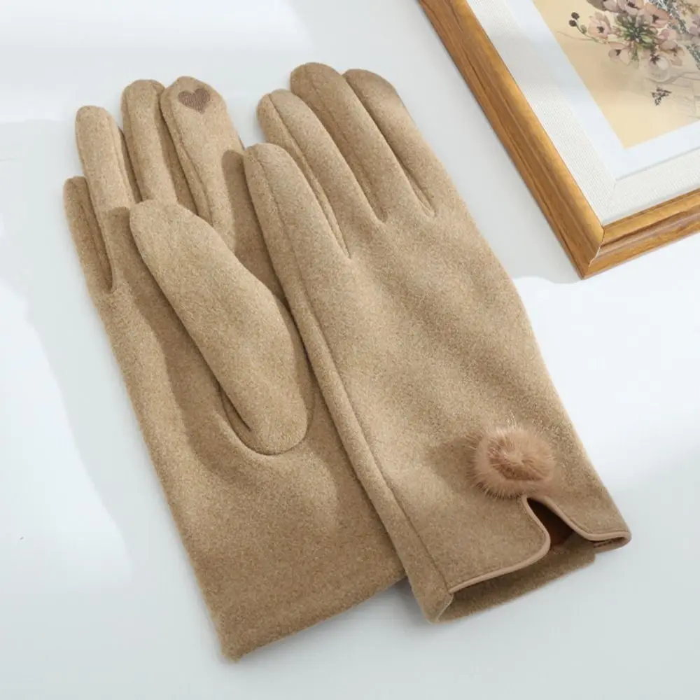 All-Match Velvet Winter Suede Gloves Thick Windproof Pu Leather Gloves Warm Solid Color Women Cycling Mittens Autumn