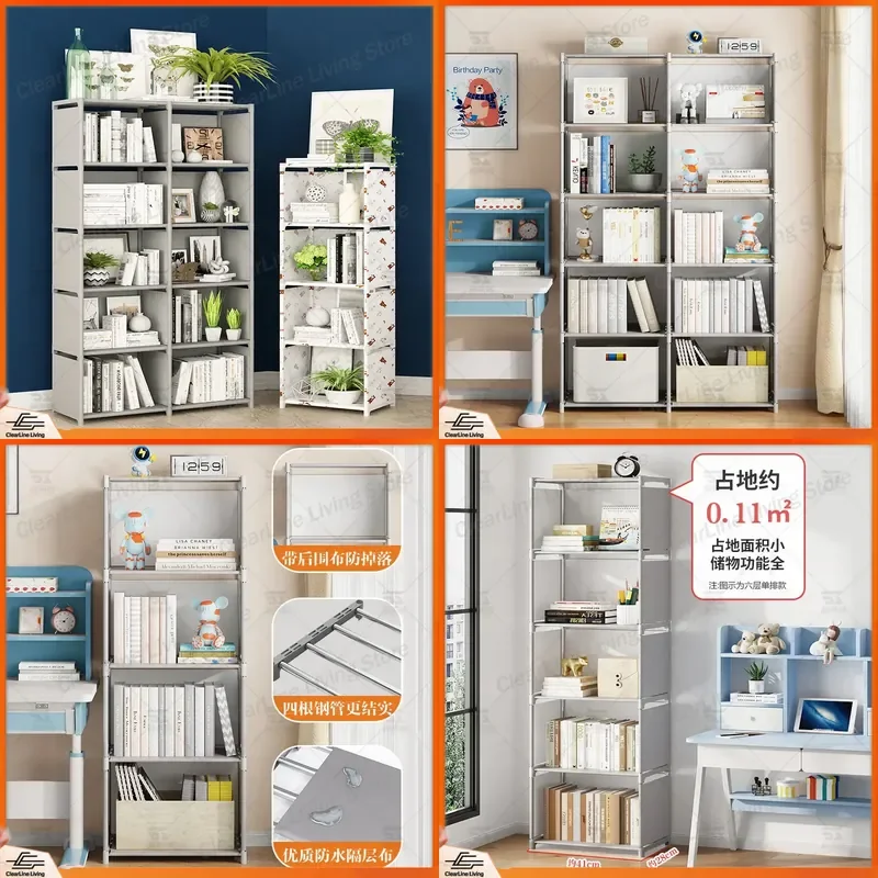 Simple Floor to Ceiling Bookshelf Storage Rack Modern Economical Dustproof Large Capacity Bookcase Shelf for Home Office New