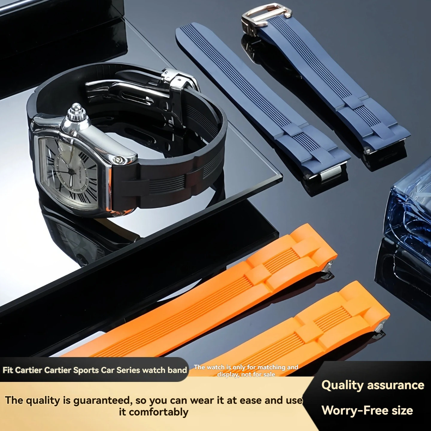 

For Cartier Roadster Sports Car Quick-Release Strap W6206018 W6206017 Fluororubber Watch Band 19mm Outdoor Waterproof Strap