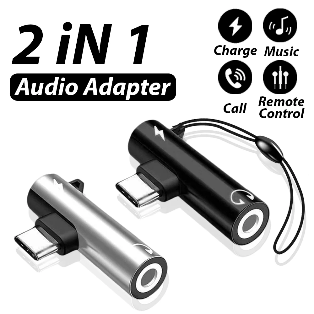 

For iPhone 17 16 15 Pro Max Air 2 in 1 USB Type C to 3.5mm Jack Audio Cable Earphone Adapter For Samsung Xiaomi Redmi Huawei