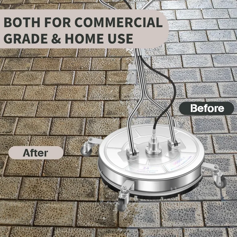 منظف أسطح الغسالة مع 4 عجلات - منظف أسطح بمقبض مزدوج من الفولاذ المقاوم للصدأ لمرفق غسالة الضغط f