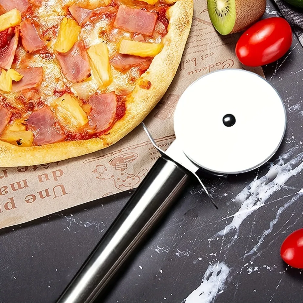 Stainless Steel Kitchen Pizza Cutter Wheel Server Tools Mooncake Shovel Waffle Cookies Dough Slicer Manual Pizza Cutter Wheel