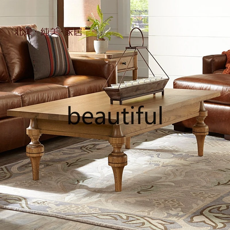 

American country solid wood coffee table retro locker living room coffee table modern simple small apartment furniture