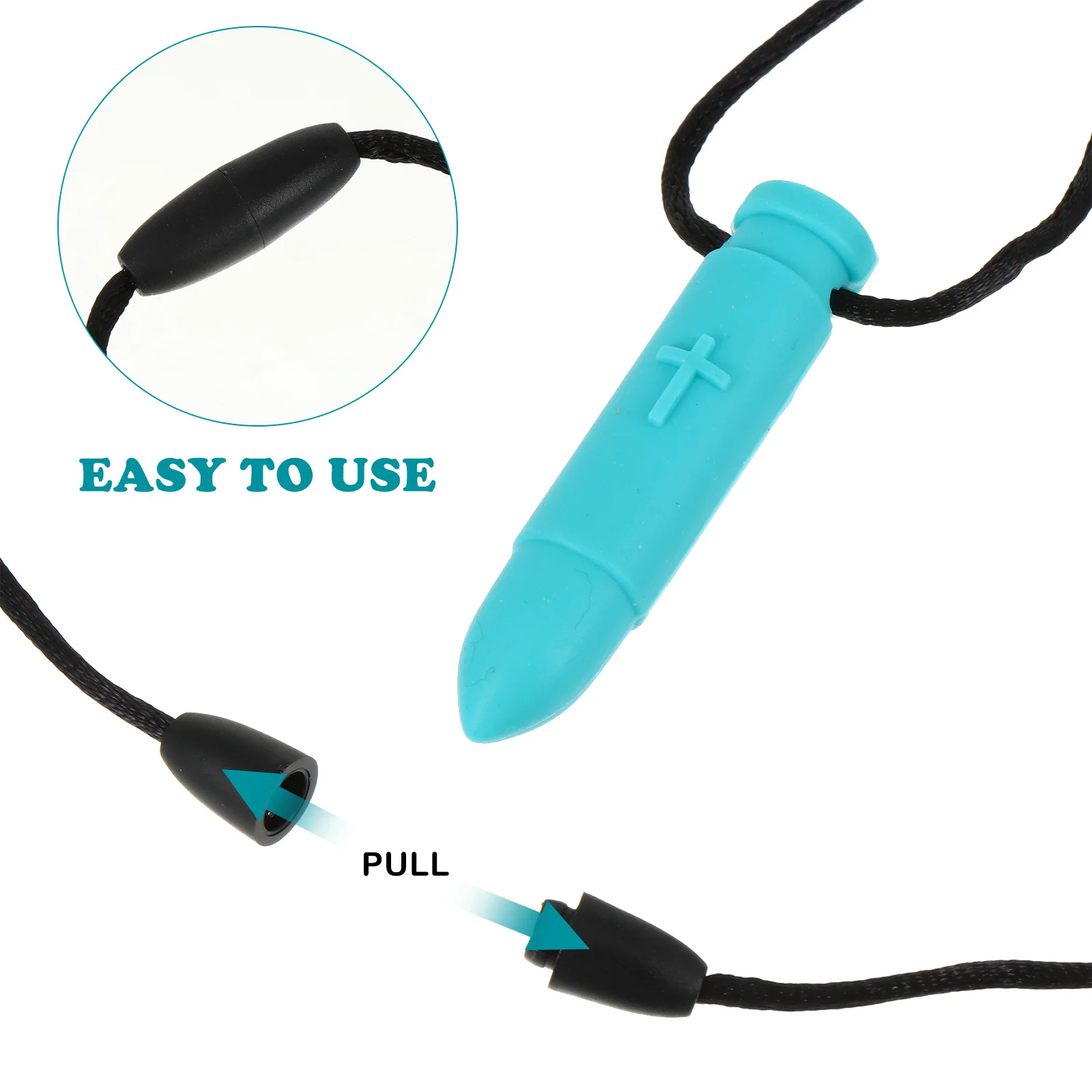 

Bullet Teething Necklace Silicone Chewable Molar Pendant For Baby Sensory Oral Fidget Calming Autism Relief Chewing