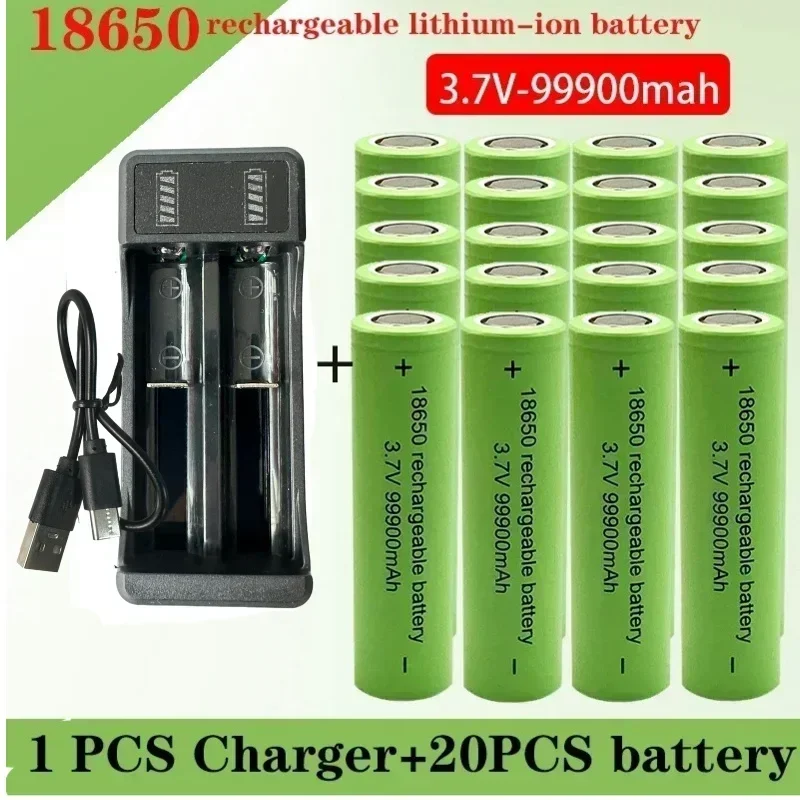 Bestselling100% original 18650 battery high-capacity 99900Mah 3.7V +charger,lithium-ion rechargeable battery for toy flashlights