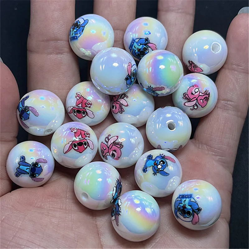 Mixed 10pcs Stitch and Angel round Focal Beads for DIY bracelet necklace anklet pen keychain Accessories