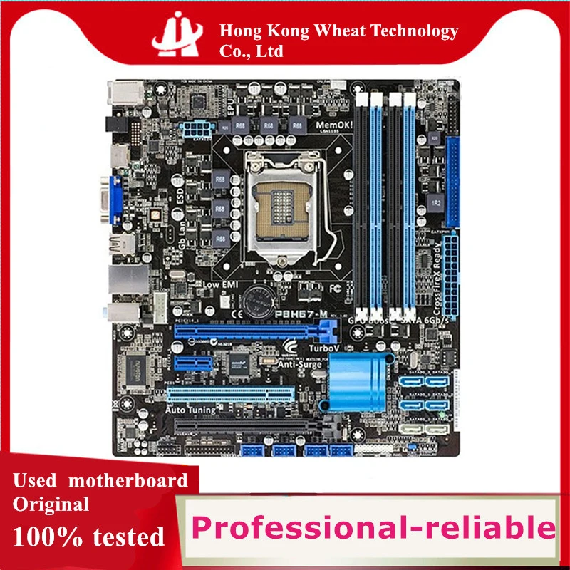 

Для Intel б/у материнская плата H67 P8H67-M оригинальная LGA 1155 DDR3 32 ГБ для USB2.0 SATA2 настольная материнская плата