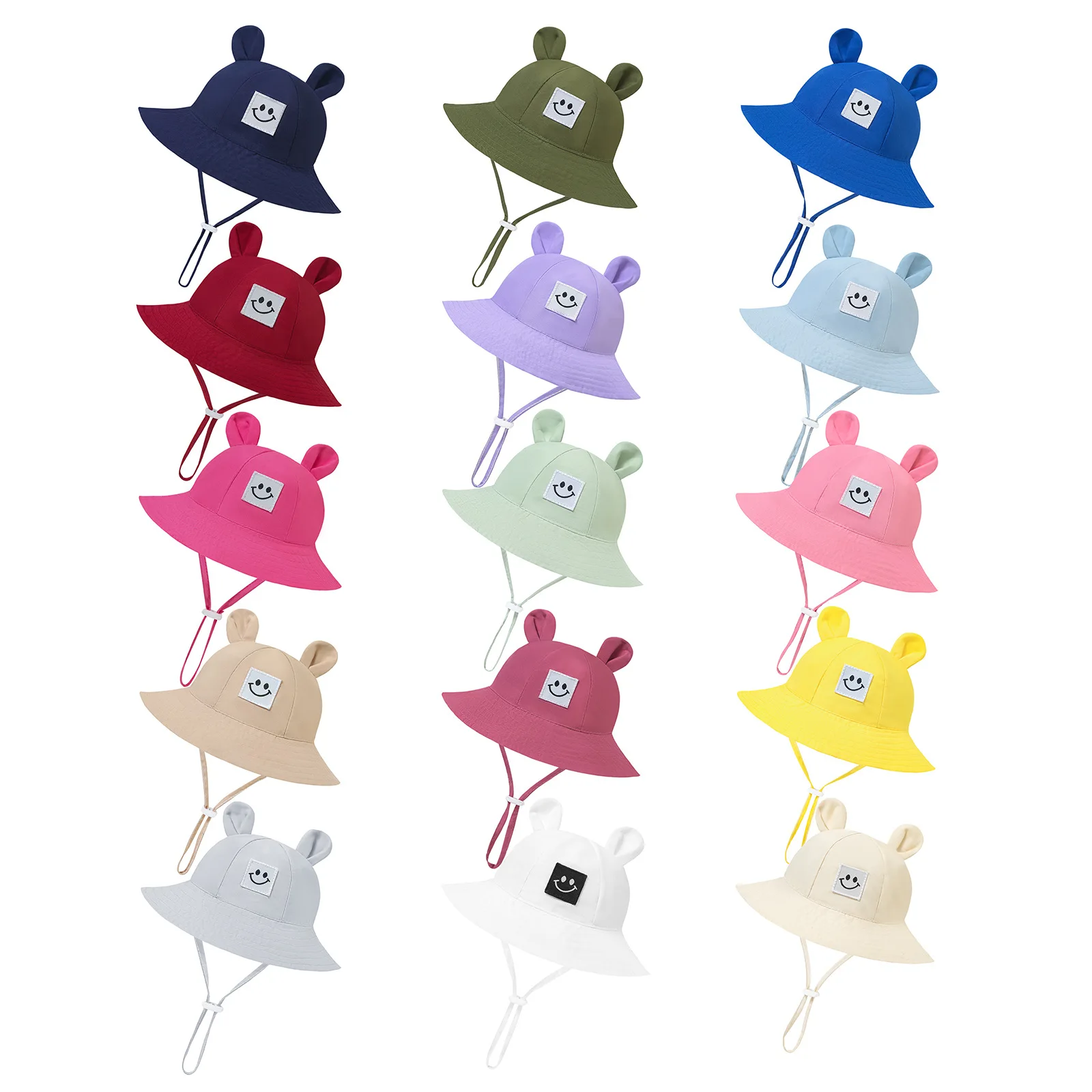 

New Spring Summer Smile Face Baby Sun Hat Cotton Adjustable Kids Fisherman Hat Unisex Baby Outdoor Sun Cap Sunshade Bonnet