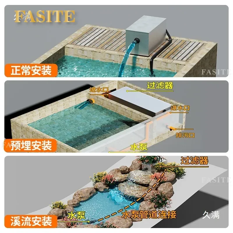 For Large Outdoor Koi Pond Fish Pond Filter Water Circulation System Stainless Steel Filter Box Pool Water Purification