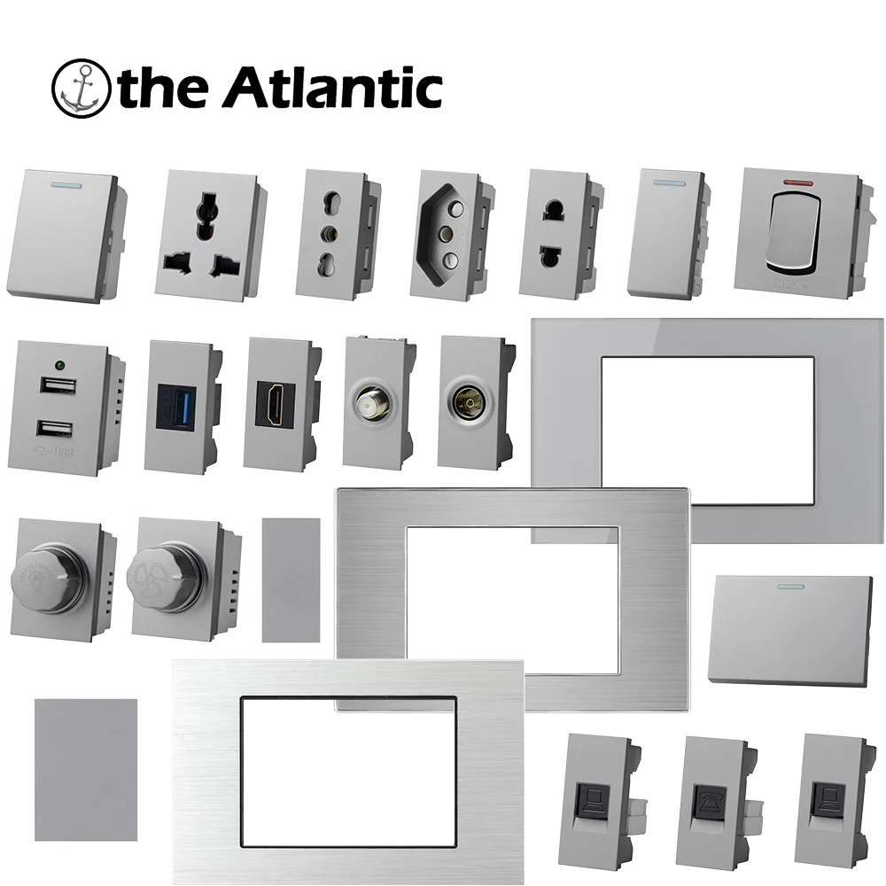 

T1 Series-DIY Socket Module Brazil Socket Power Socket Power Socket+TV RJ45 Cat6 HDMI Data Module USB Fast Charging Wall Socket