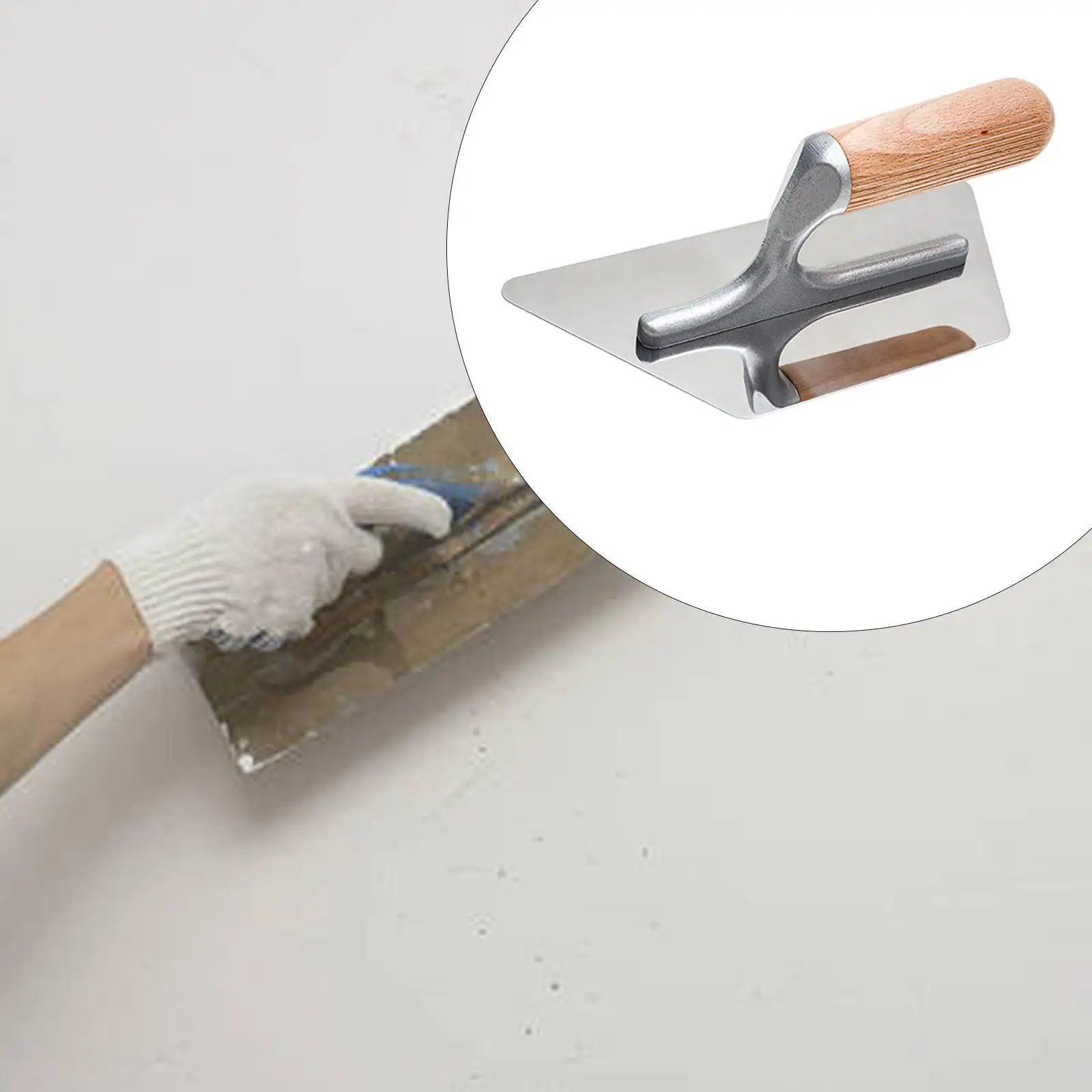 مجرفة التجصيص مقبض خشبي من الفولاذ المقاوم للصدأ مجرفة التشطيب مجرفة خرسانية لأرضية الجدار الجص تجصيص الأسمنت الخرساني