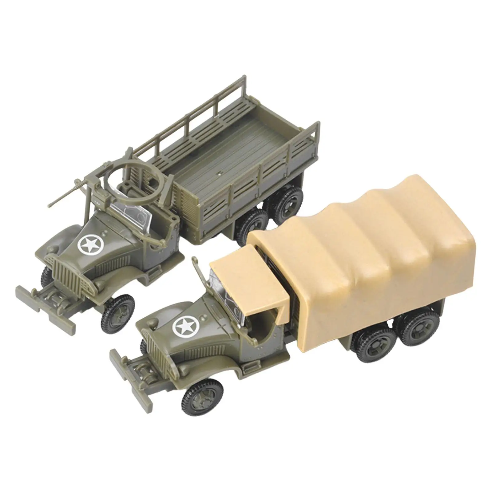 2 Stuks Simulatie 1/72 4D Monteer Vrachtwagen Voertuig Model Speelgoed Micro Landschap