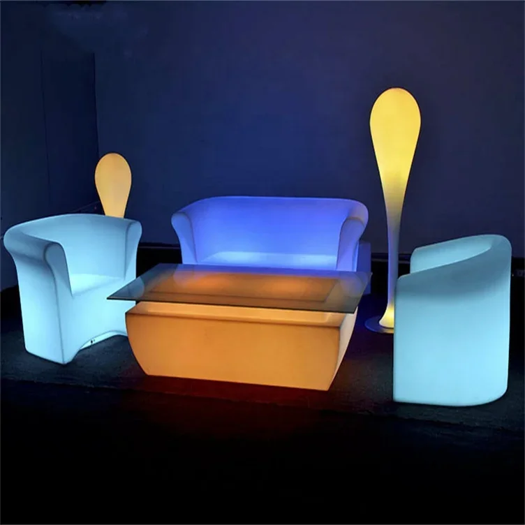 LED illuminated  table glowing modern table