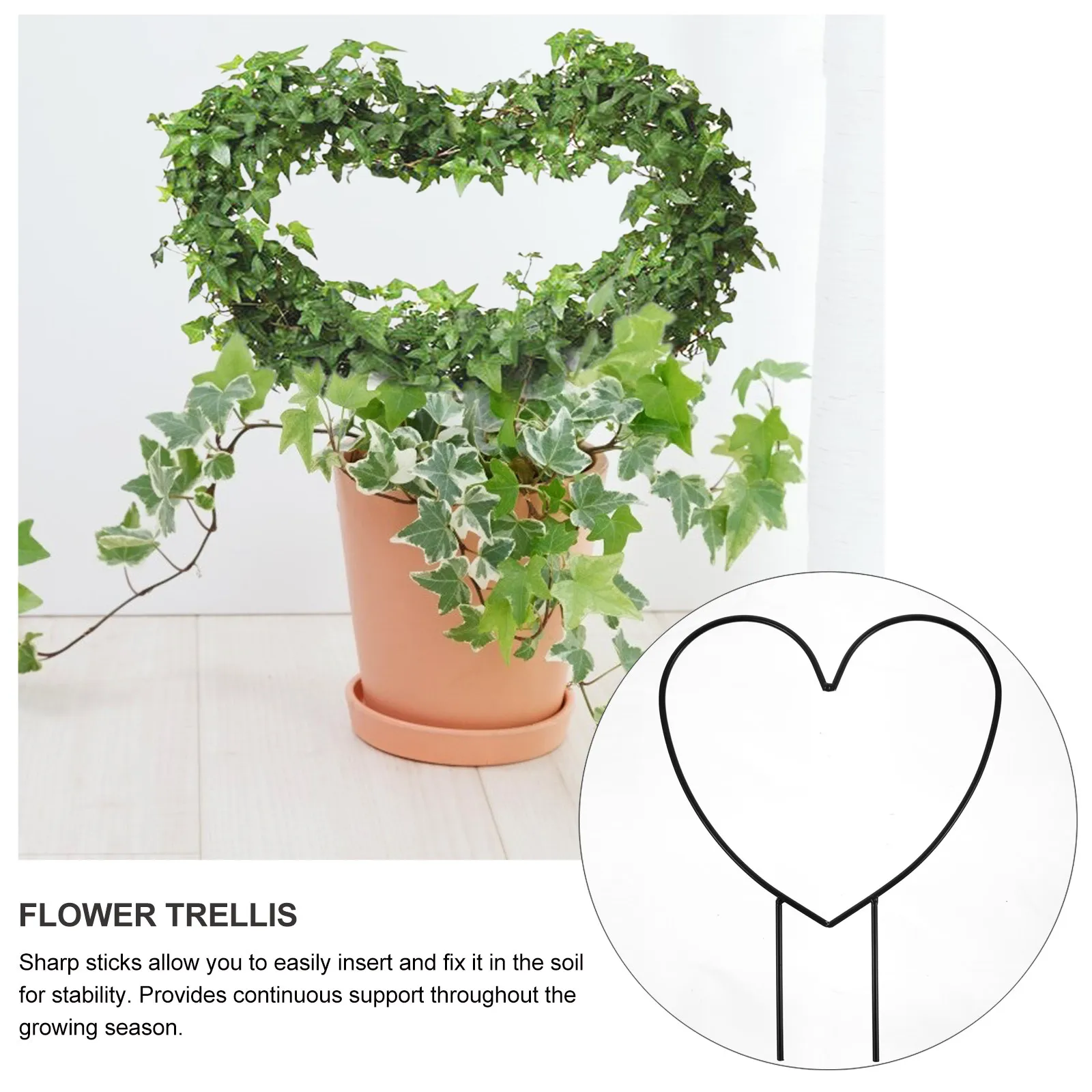 2Pcs Heart Shaped Vine Plant Climbing Rack Metal Garden Trellis Support for Climbing Plants Roses Morning Glories Peas