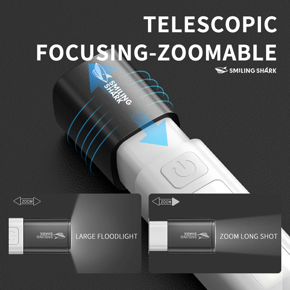 Smiling Shark SD-1039 LED Flashlight, Super Bright Handheld Flashlight, Long-lasting Flash Light Rechargeable for Outdoors
