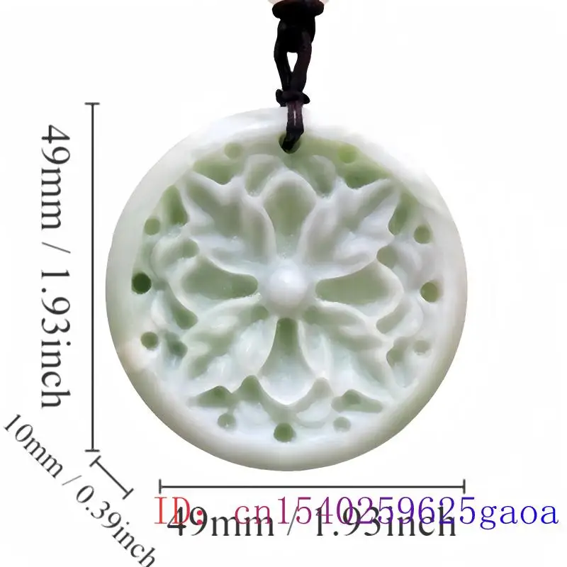 Natural Real Jade Flower Pendant Necklace Stone Amulet Vintage Carved Jewelry Accessories Luxury Chinese Charm Gift Fashion