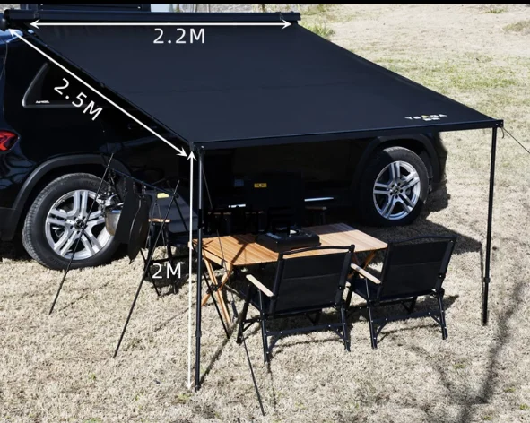 Outdoor vinyl car side tent, canopy side-tent, off-road awning, camping room, rain and sun hard shell