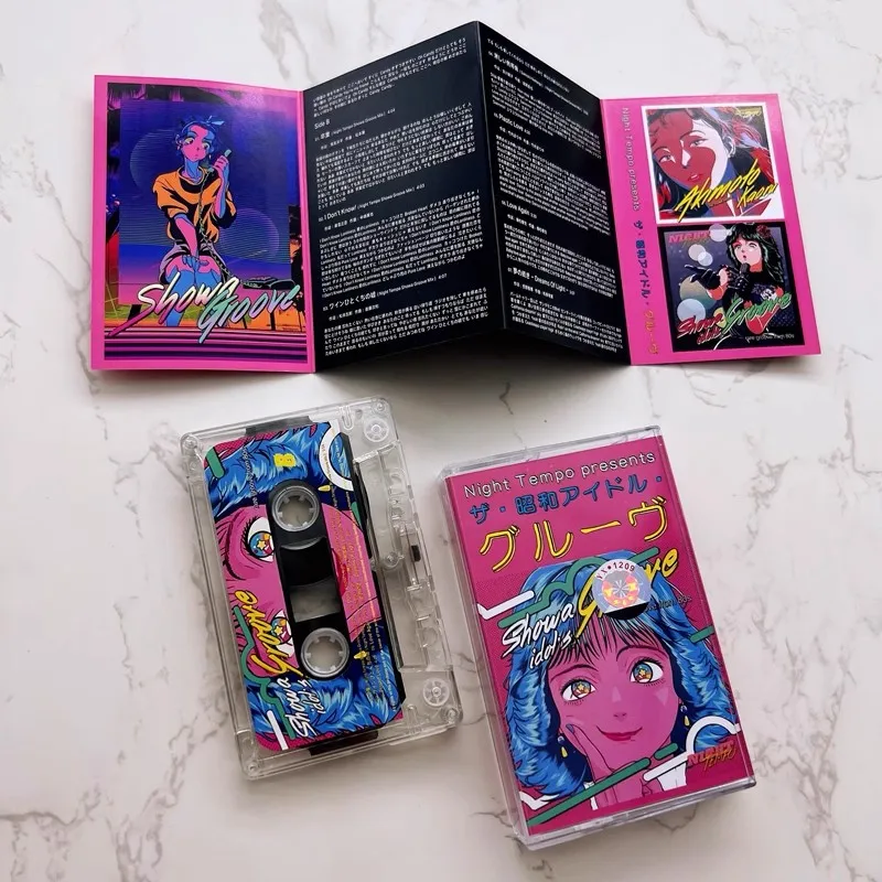 Vaporwave Vintage Showa Night Tempo Presents Music Tape Boring Teenager Cosplay Cassettes Soundtracks Box Car Walkman Tapes Prop