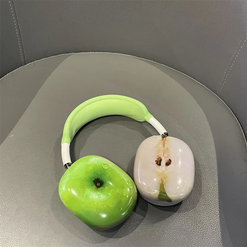 Green Fruit Series Y2K Airpods Max Headphones Case Cover 3D Resin Customized Airpods Cases Headphones Accessories Decoration