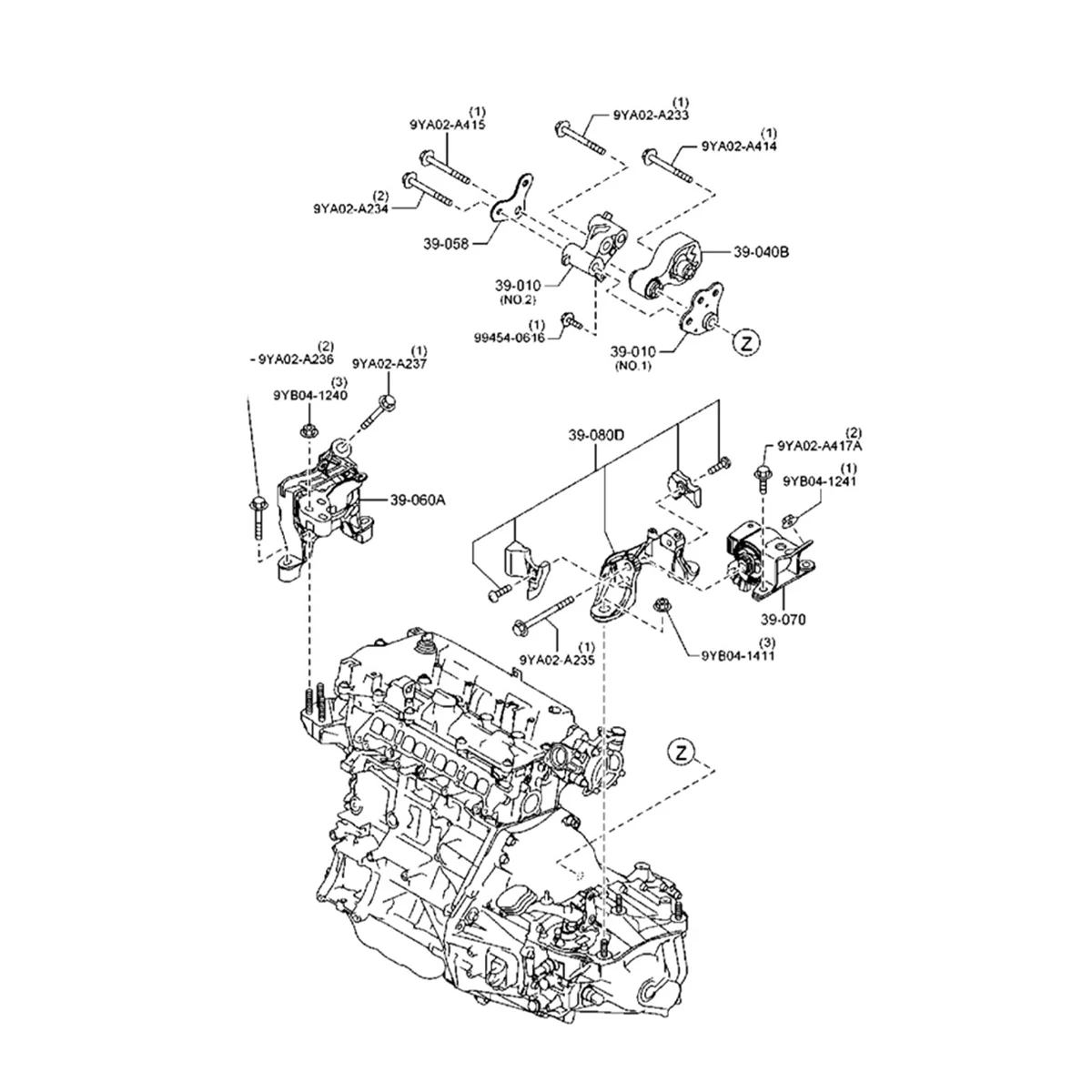 

Переднее левое крепление двигателя для Mazda 6 2.3L 2003-2008, резиновый кронштейн для двигателя трансмиссии GP3453RT A3907