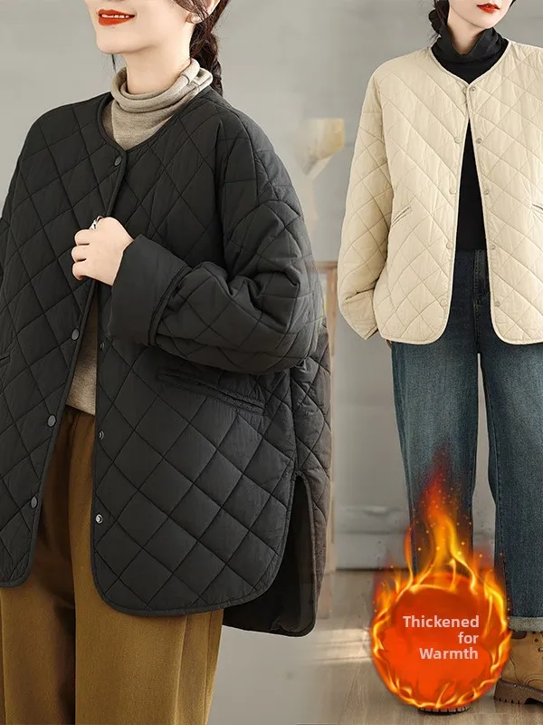 Chaqueta de Aodón ra con Patrón de Diamantes para Mujer, Estilo Coreano, uesa, para Otoño e Invierno, Nueva, Hoada,...