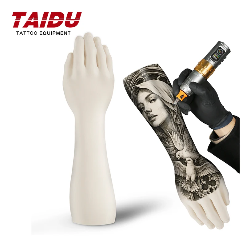 TAIDU New Silicone Arm Tattoo Soft Foldable Silicone Practice Arm Model For Tattoo Beginner Fake Skin Arm Tattoo Equipment