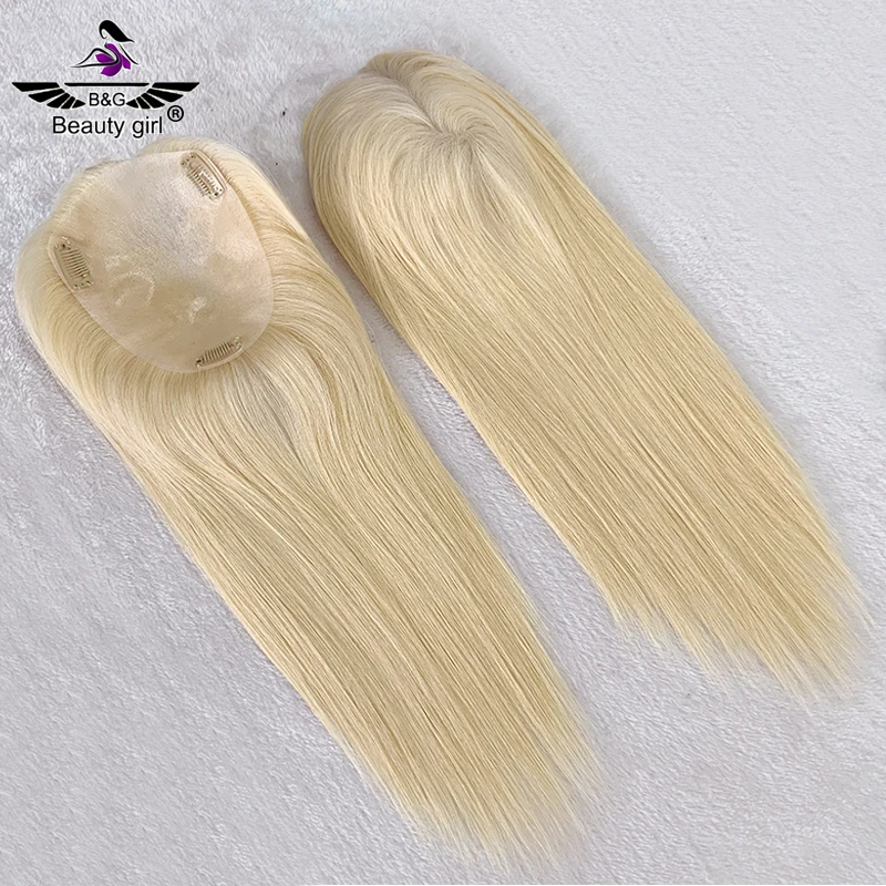 Peluca de peluquín de cabello humano Rubio de grado 613 de 12A, Clip recto de seda en piel suave y fina, adorno de pelo Remy de Pu para mujer, envío rápido