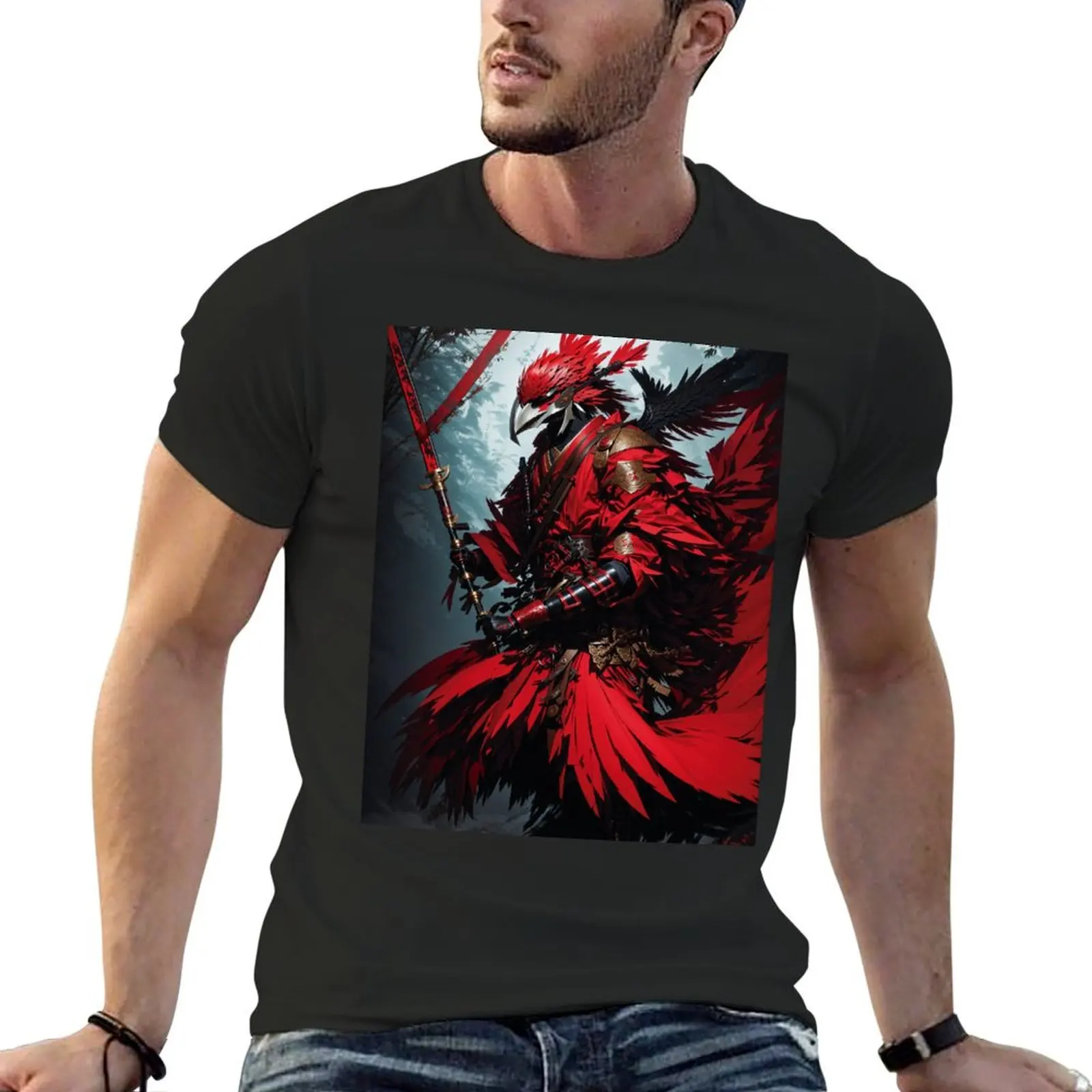 Tengu T-Shirt Aesthetic clothing korean fashion Blouse graphic shirts plain black t shirts men