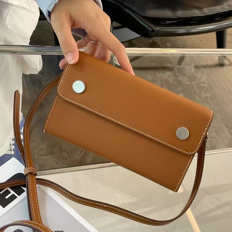 Genuine Leather Box Bags For Women Luxury Designer Handbags Purses 2024 New In First Layer Cowhide Button Mobile Phone Shoulder