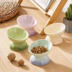 Cat Ceramic Bowl Gradient Pet Food Water Feeders Small Dogs Drinking Eating Supplies Raised Tilted Cats Puppy Feeding Supplies