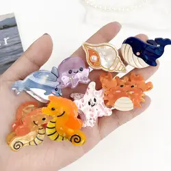 Mini Acetate Hair Claw Clips Cute Ocean Animals Series Crab Whale Sea Shell Starfish Cute Sweet Women Girls Hair Accessories