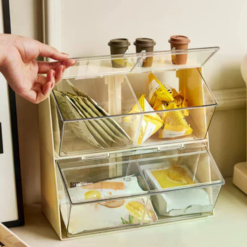 Transparent Tea Bag Storage Box Acrylic Storage Divider Box Tea Bag Storage Box Coffee Capsule Sorting Box Sealed Storage Tank