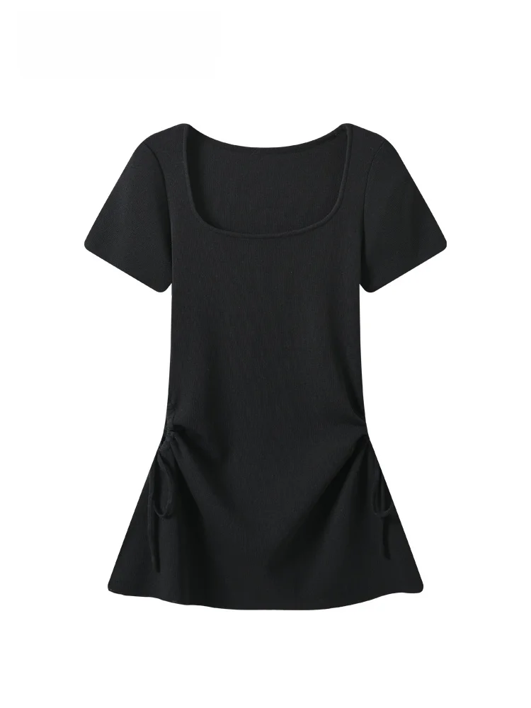 

plus Size Women's Short Sleeve T-Shirt Summer New Style Fashion Slimming Meat Covering Shoulder Appropriate Korean Style Ice ...