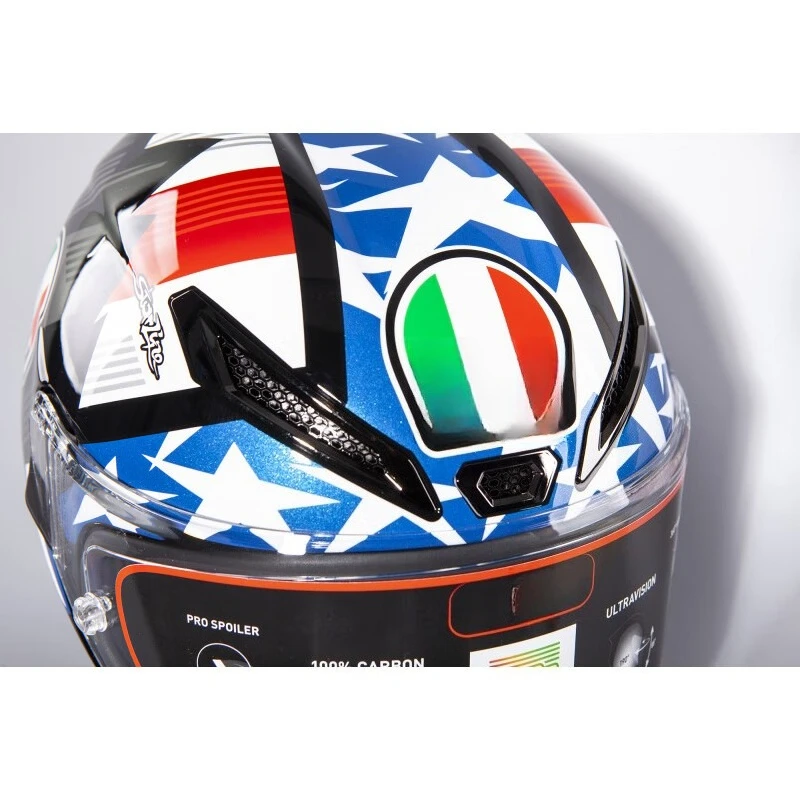 Rossi Chameleon Ice Blue Carbon Fiber Helmet