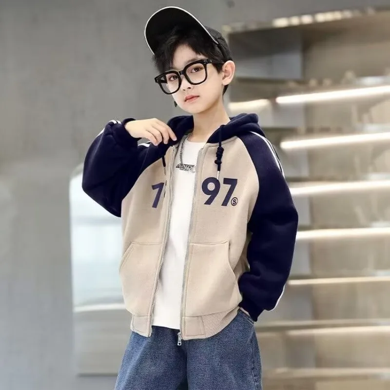 Autumn New Boy Jacket Hoodies Cotton Streetwear High Quality 1997 Printed Zipper Hoodies Sweatshirts Girls Clothes 5 To 12 Years