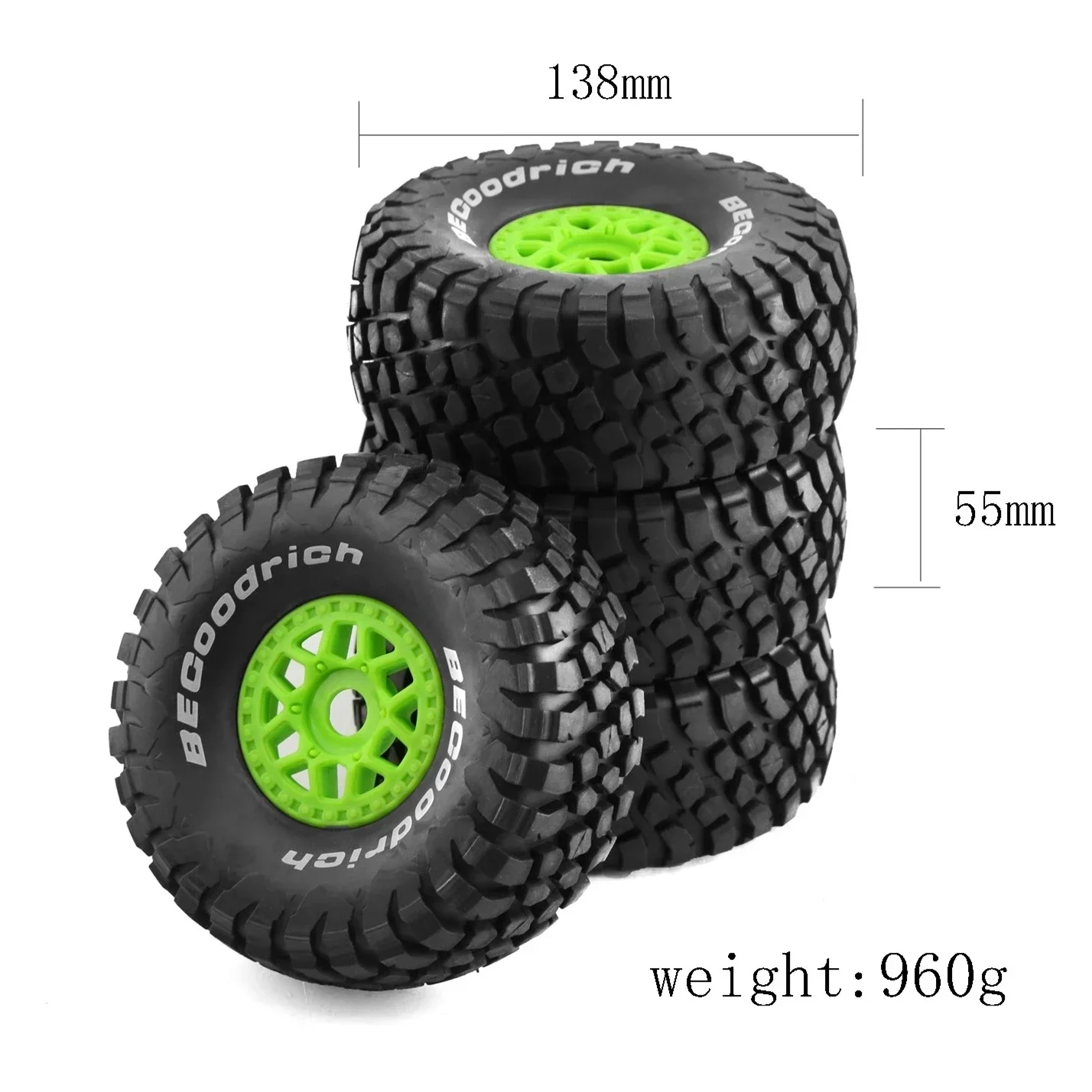 DogRC 4Pcs 138mm 1/7 Desert Short Course Truck Tire 17mm Wheel Hex for ARRMA Mojave TRAXXAS UDR Yikong DF7 FS Off-road Buggy RC