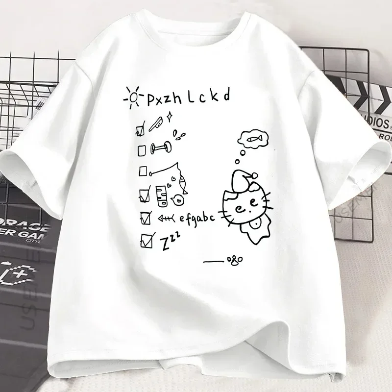 

Funny To Do List Cat T-shirt Women Casual Short Sleeve Crewneck T Shirt Unisex Printed Tshirt Loose Women Clothes
