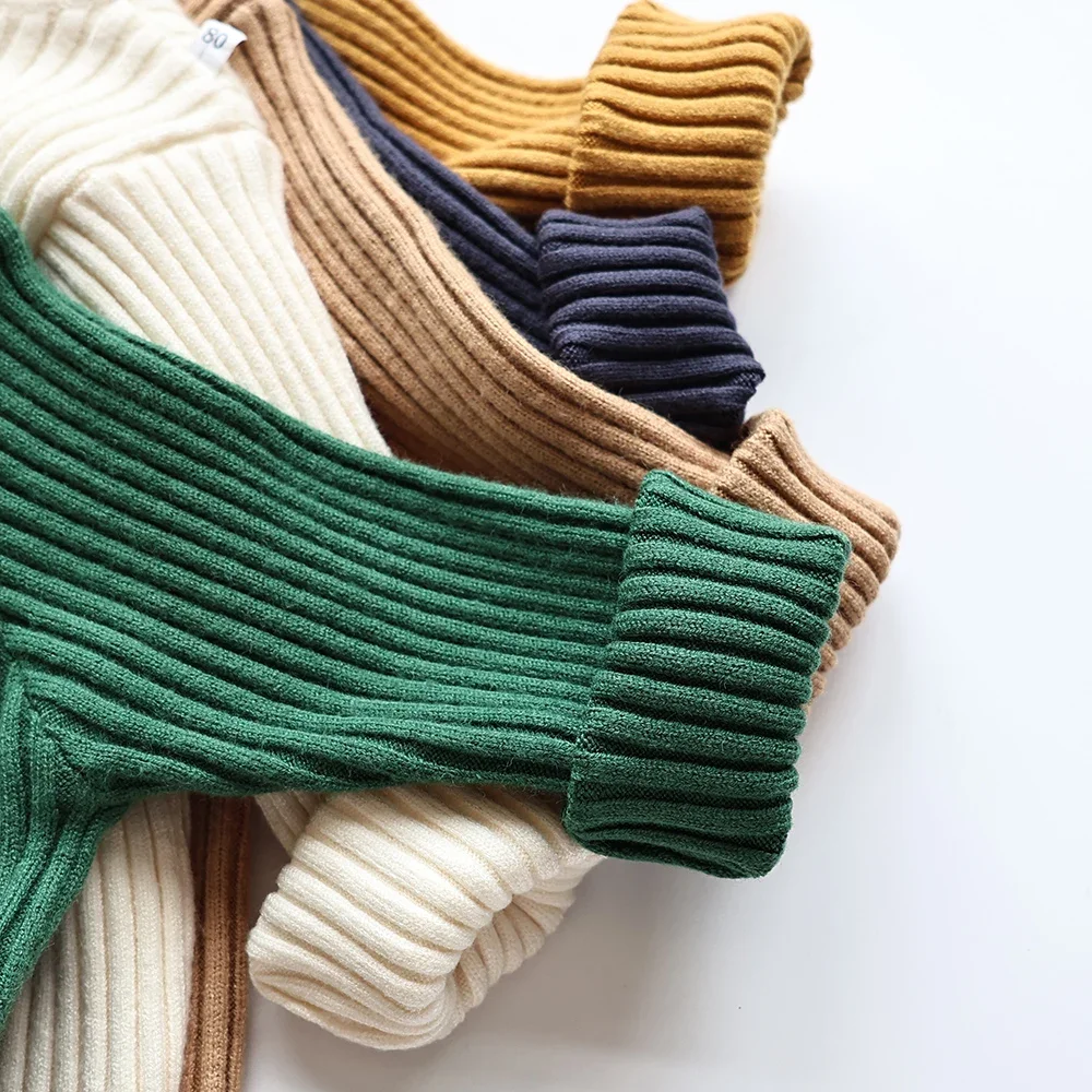 2026 Spring New Soft Tight Unisex Kids Knitwear Sweaters Solid Multi Color Girls Sweater Brief Boys Pullover Turtleneck Outwear