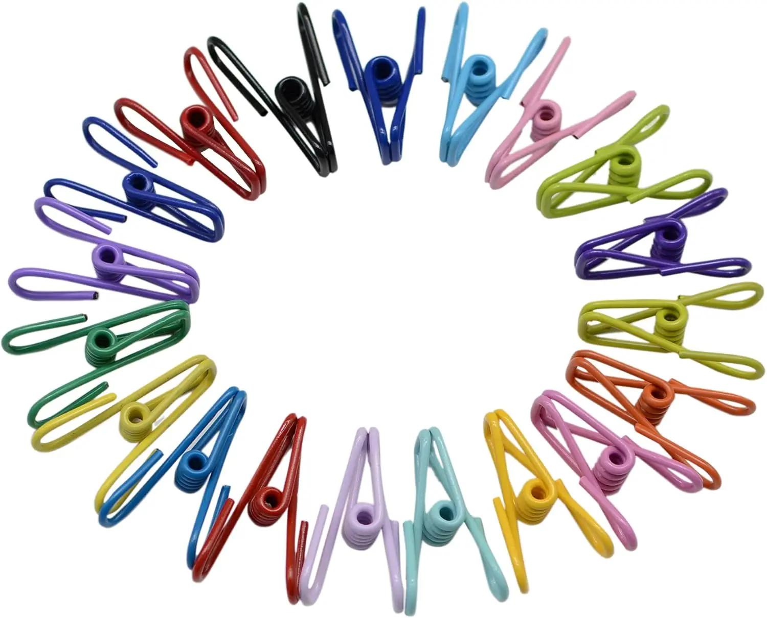 Pinces à linge, 20 pièces, 2 pouces, 10 couleurs mélangées différentes, pinces métalliques utilitaires, revêtement PVC, haute élasticité, bonne résistance pour les vêtements