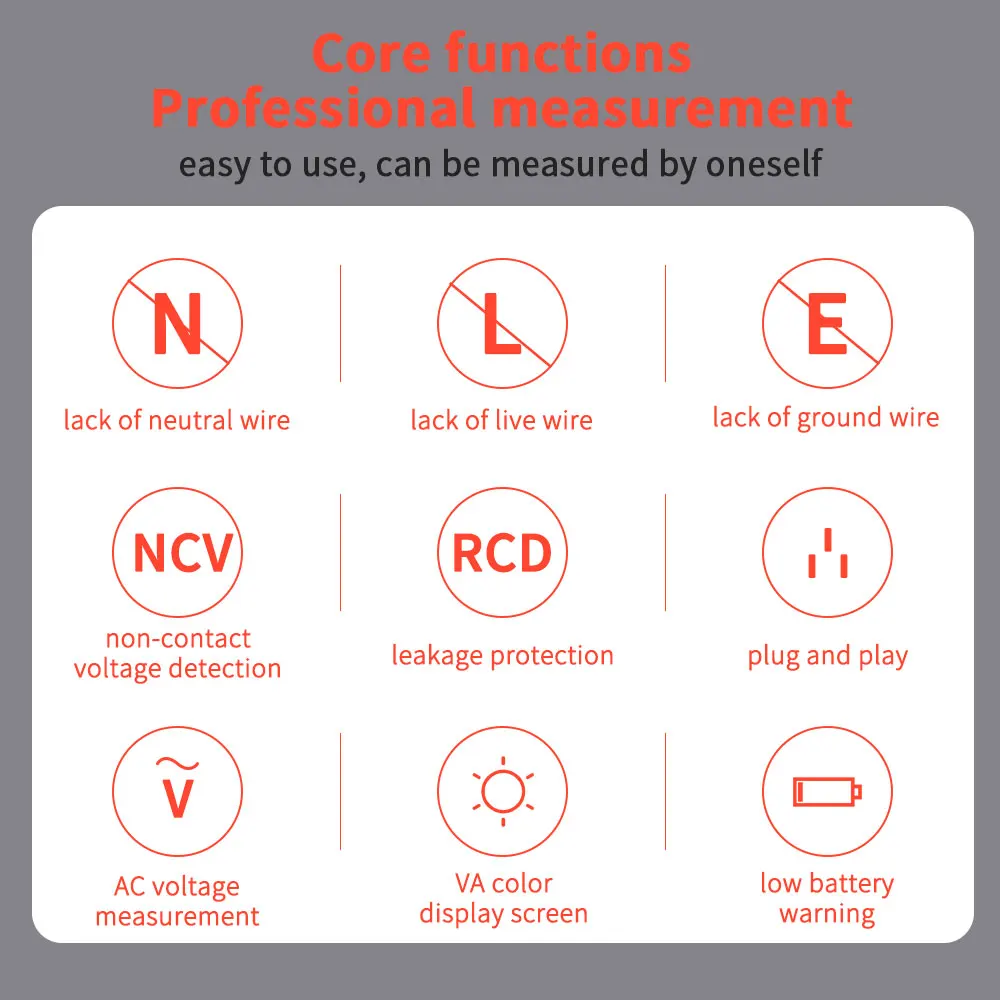 ZOYI ZT-E2 Power polarity detector Leakage switch socket tester NCV non-contact electrical test